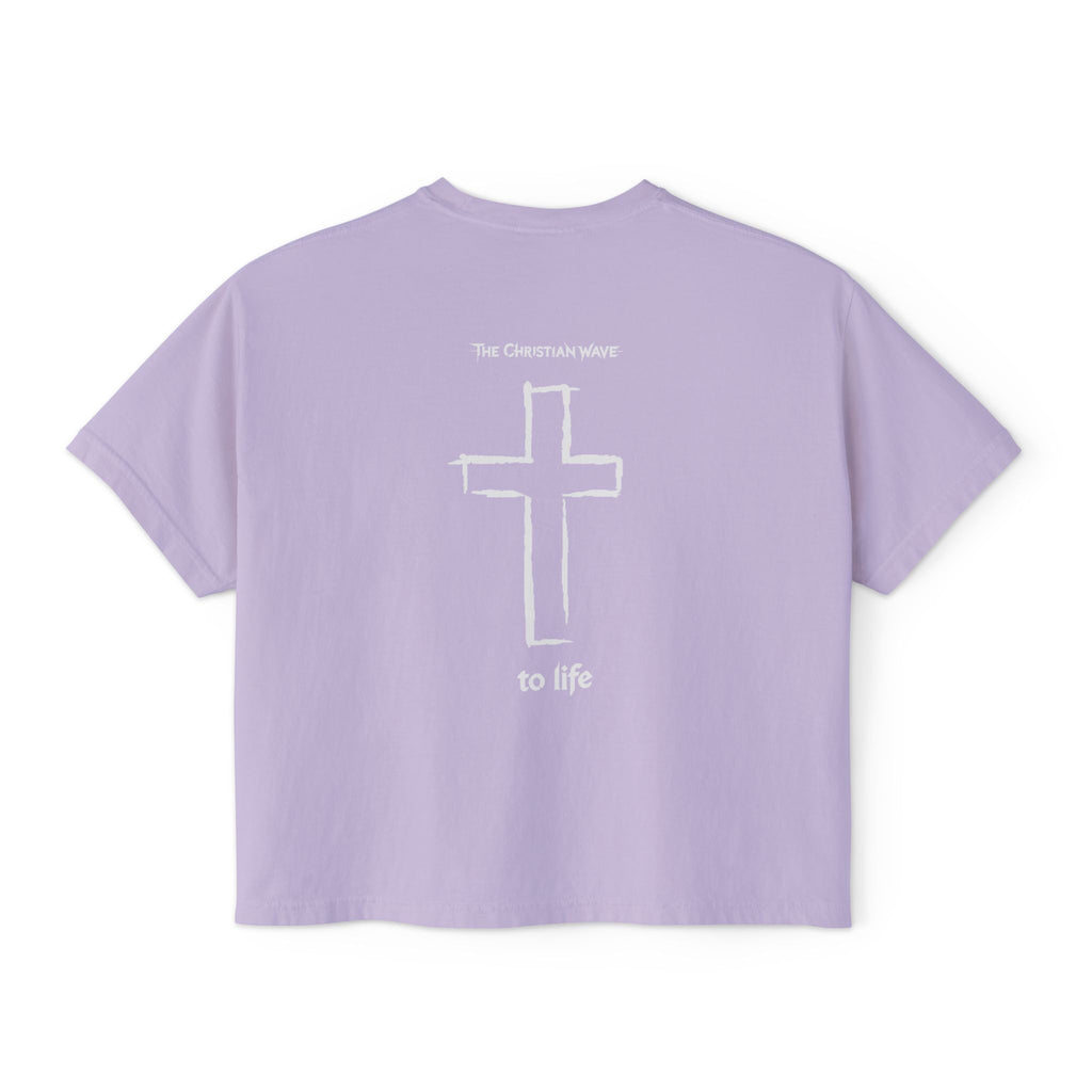 Adult Women's Boxy Tee — Subtle Skull & Cross Outline Graphic