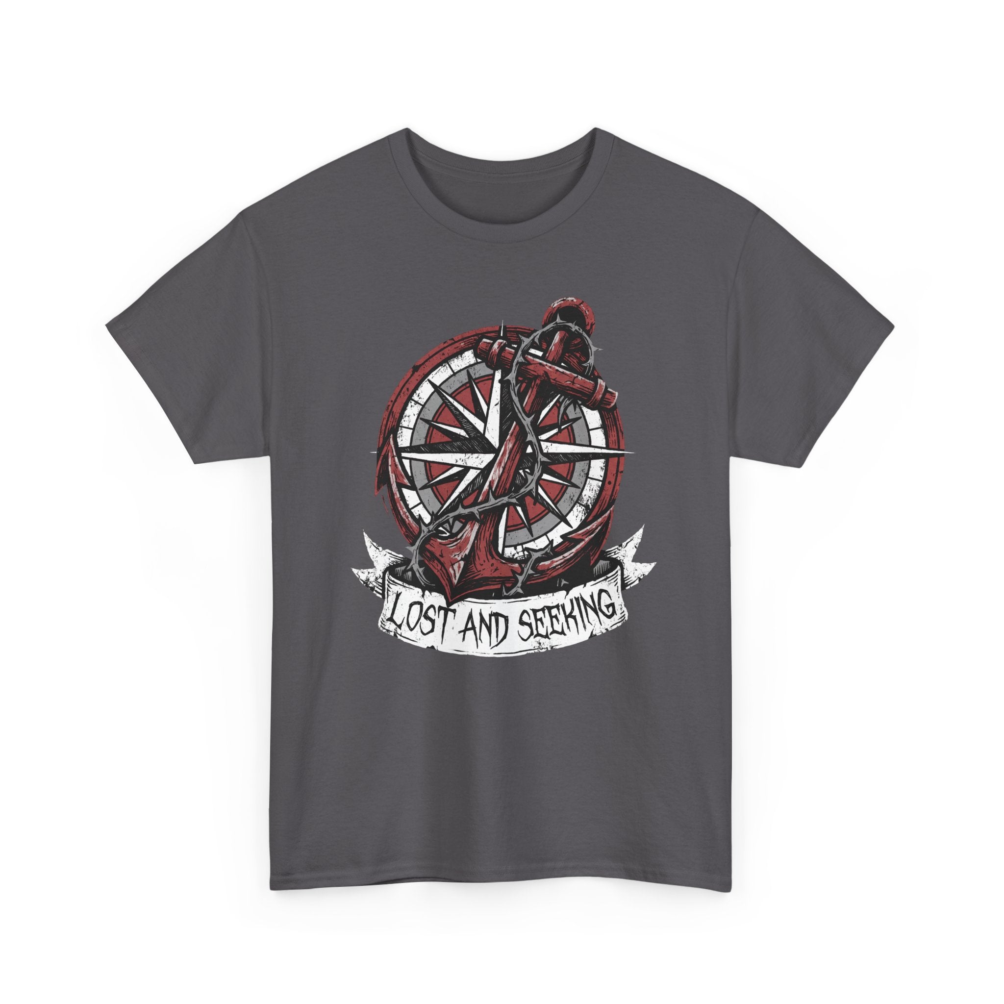 Lost and Seeking Compass Tee — Nautical Anchor Graphic T-Shirt