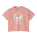 Adult Women's Boxy Tee — Subtle Skull & Cross Outline Graphic