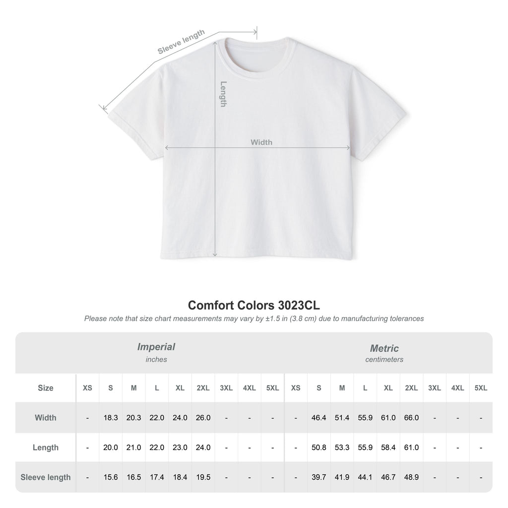 Adult Women's Boxy Tee — Subtle Skull & Cross Outline Graphic