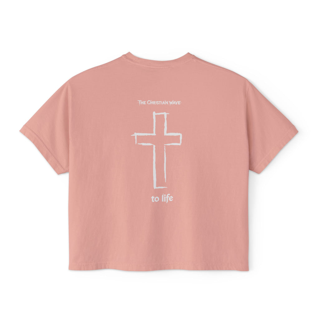 Adult Women's Boxy Tee — Subtle Skull & Cross Outline Graphic