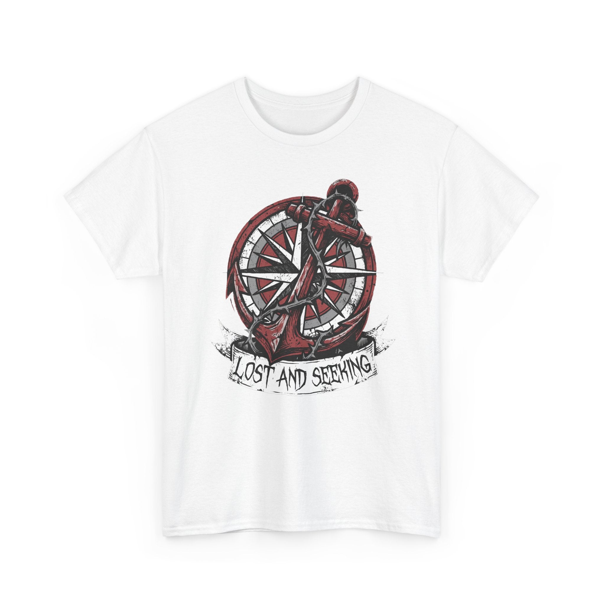 Lost and Seeking Compass Tee — Nautical Anchor Graphic T-Shirt