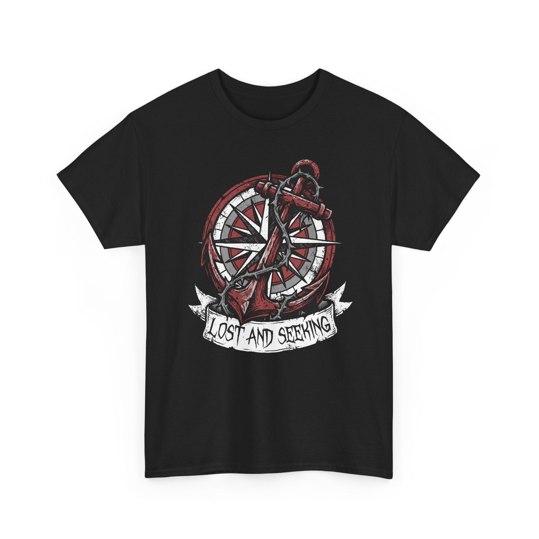 Lost and Seeking Compass Tee — Nautical Anchor Graphic T-Shirt