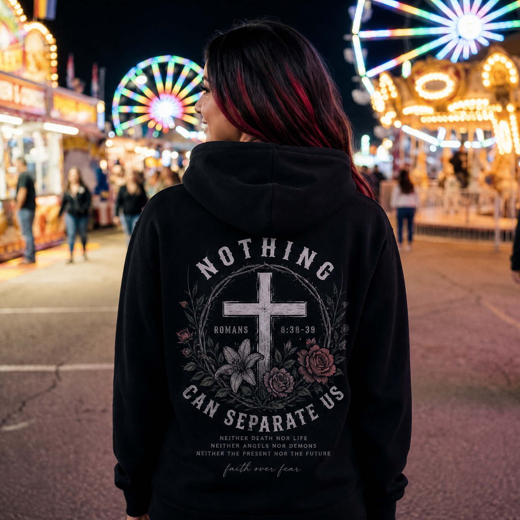 Ava Thorn - "Nothing can separate us" Unisex Hoodie — Vintage Floral Shield & Dove Graphic