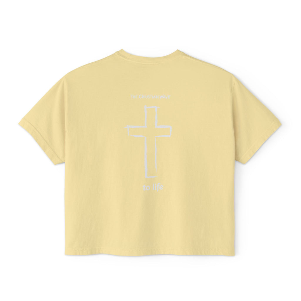 Adult Women's Boxy Tee — Subtle Skull & Cross Outline Graphic