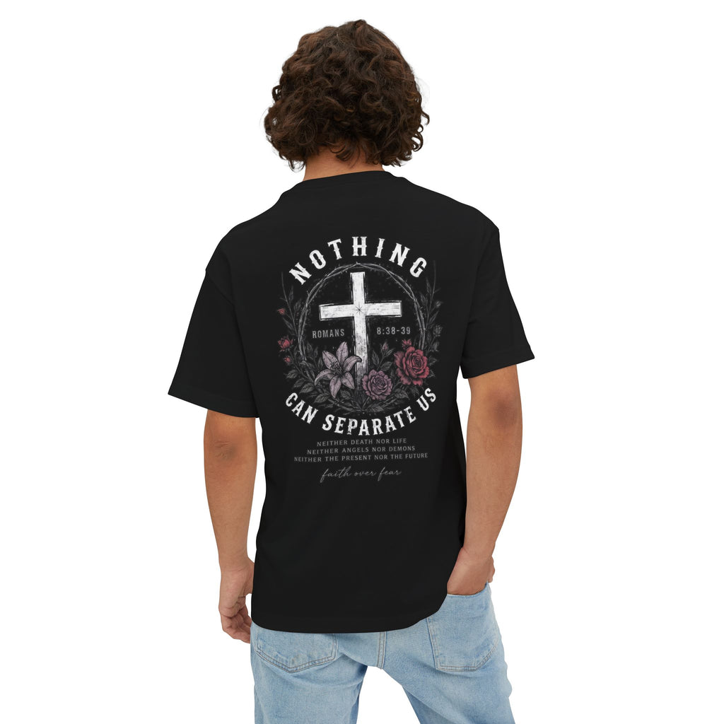 Nothing Can Separate Us Oversized Tee — Floral Cross Christian Graphic T‑Shirt (Unisex, Adult)