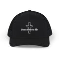 Trucker Cap 'From Death to Life' Cross Embroidered Snapback | Adult, Unisex