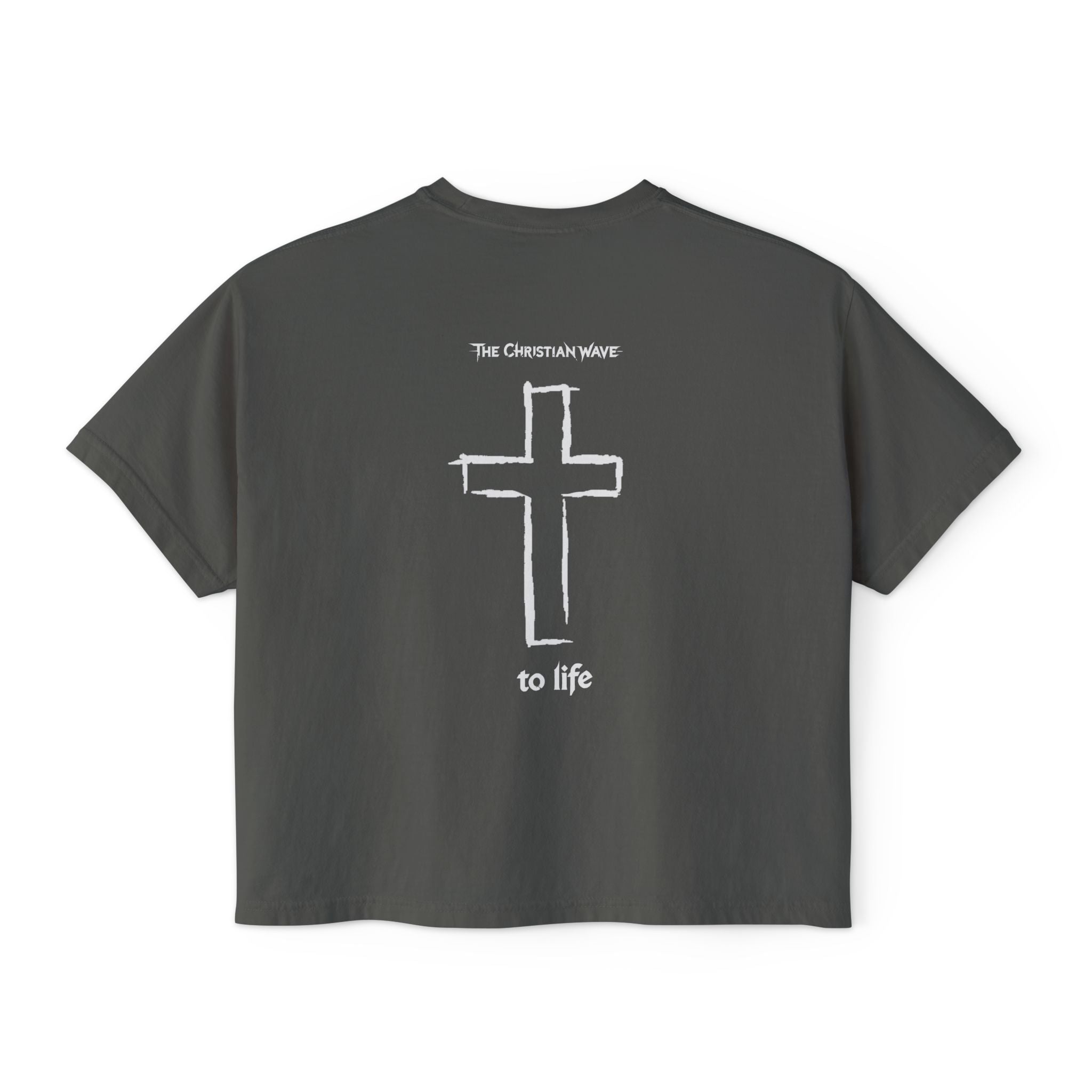 Adult Women's Boxy Tee — Subtle Skull & Cross Outline Graphic