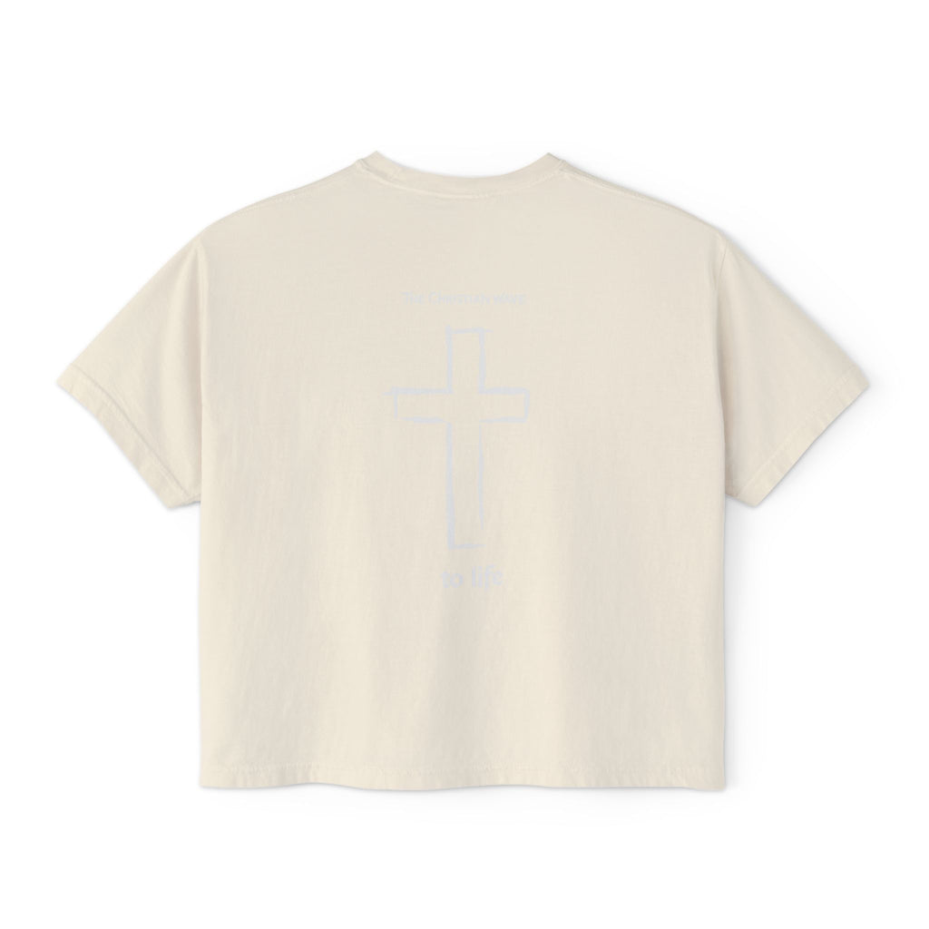 Adult Women's Boxy Tee — Subtle Skull & Cross Outline Graphic