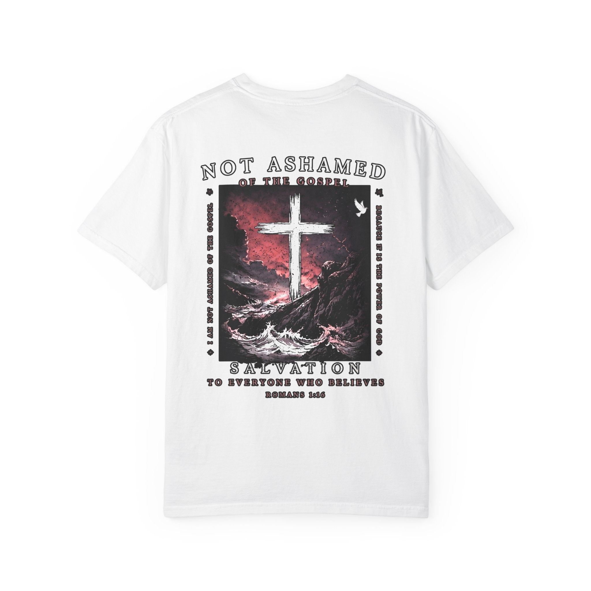 Christian Cross T-Shirt — "Not Ashamed" Salvation Faith Graphic Tee