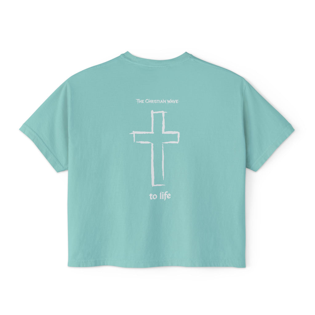 Adult Women's Boxy Tee — Subtle Skull & Cross Outline Graphic