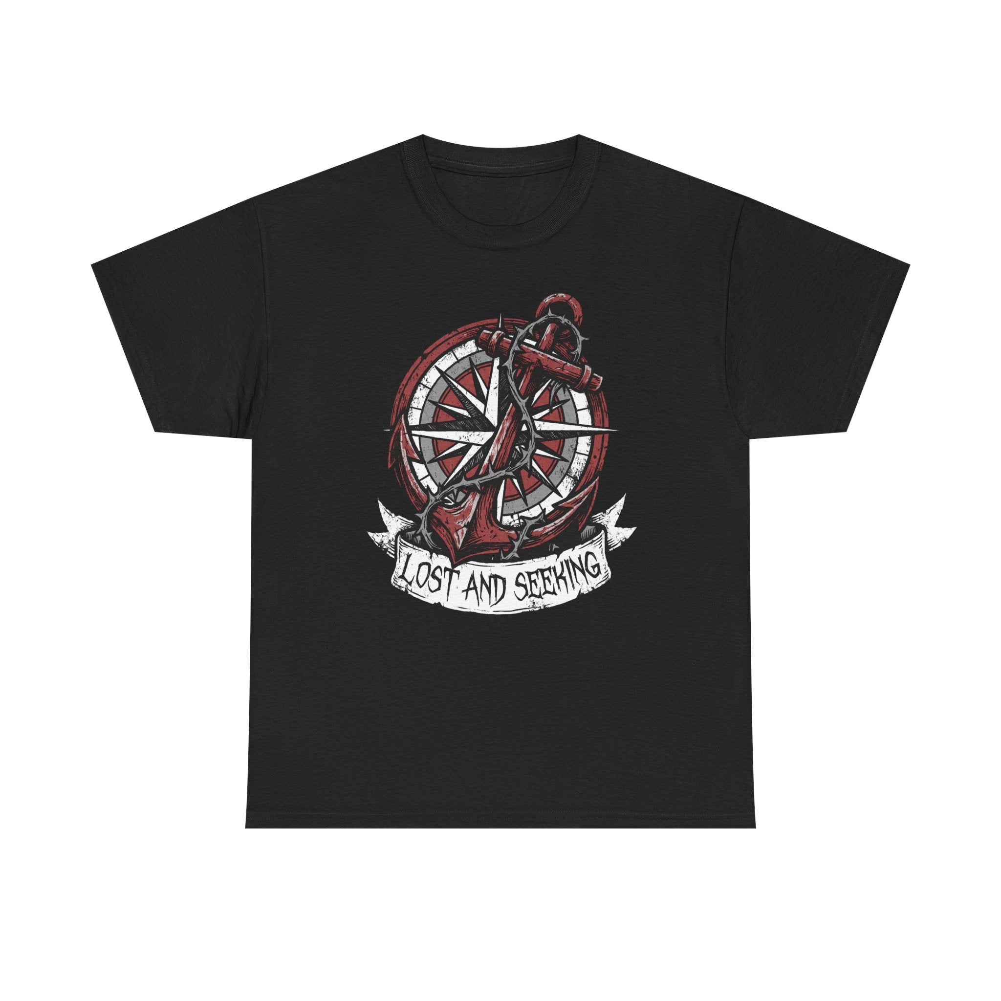 Lost and Seeking Compass Tee — Nautical Anchor Graphic T-Shirt